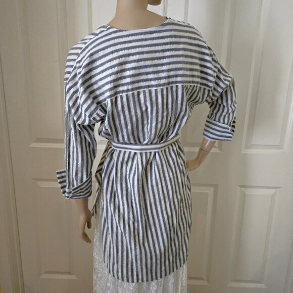 Zara Lurex Gold Stripe Belted Tunic SZ S - Picture 3 of 12